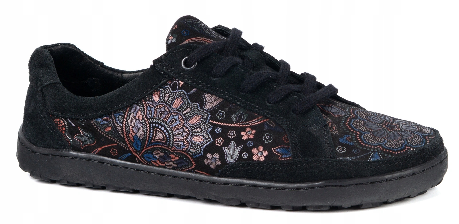 Dámské boty Barefoot Olivier 106MP kožené boty černé květy 36