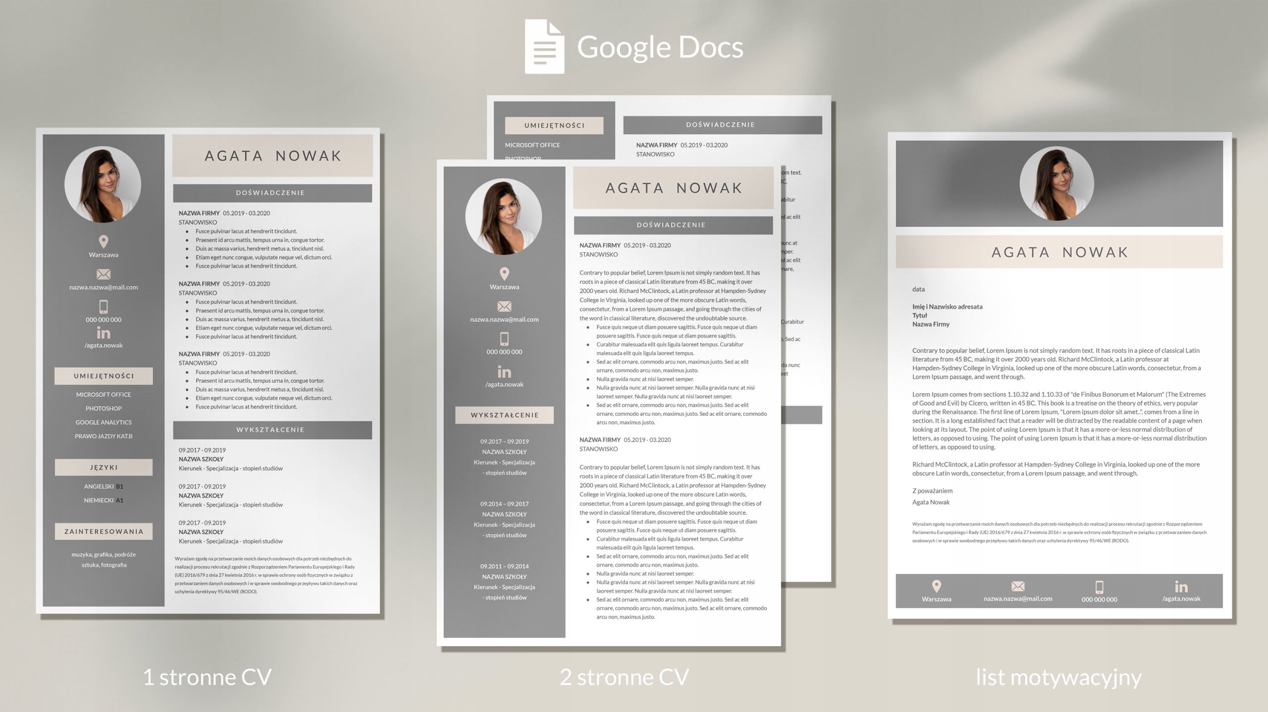 SZABLON WZÓR CV + LIST MOTYWACYJNY MS WORD Nazwa CV