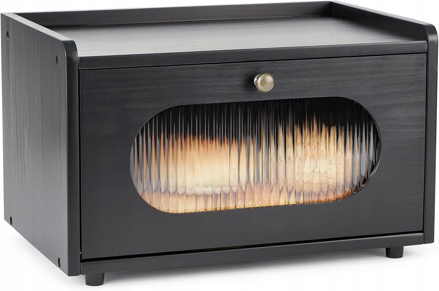 Guusii Home chlebník drevený čierny 36,5x23,5x22 cm kuchynská nádoba