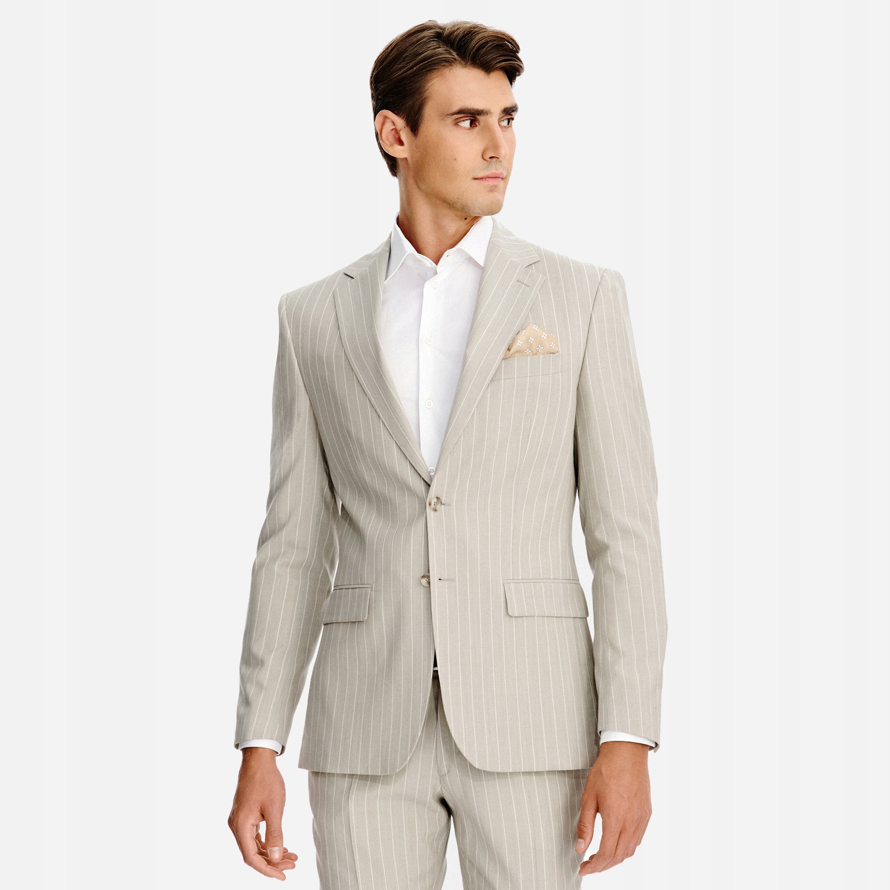 Béžová sako obleková bunda s žebrováním 100% vlna Pako Lorente vel