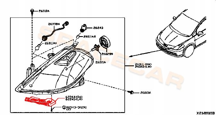 NISSAN TIIDA VERSA C11 SLIZG MOCOWANIE ZDERZAKA Installation side Front