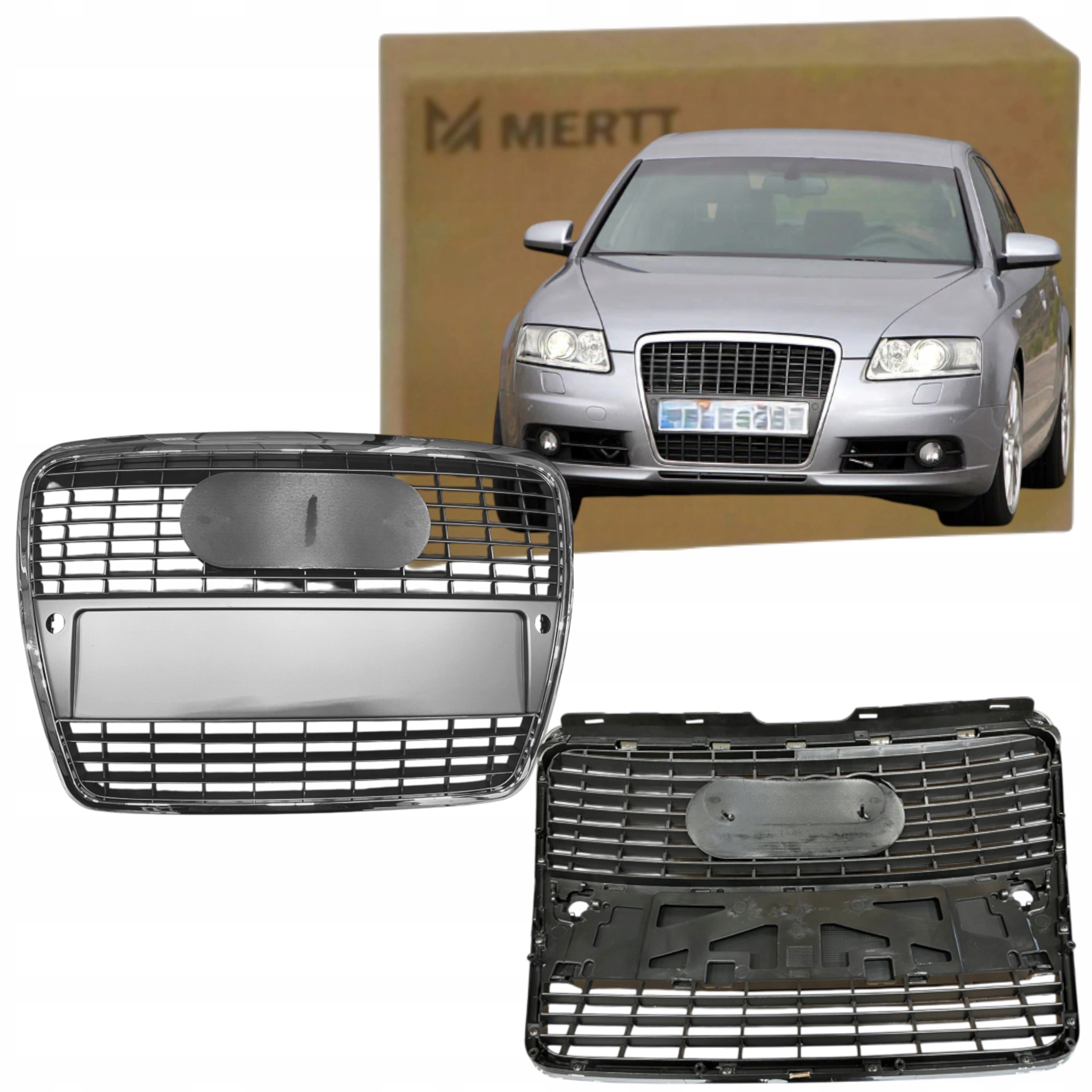 Audi A6 C6 2004-2008 Atrapa Chladiče Gril Mřížka Pdc rámeček chrom