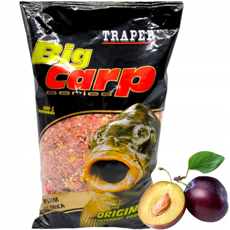 Zanęta Gruboziarnista Traper Big Carp Śliwka 1kg Na Karpia Amura Świeża