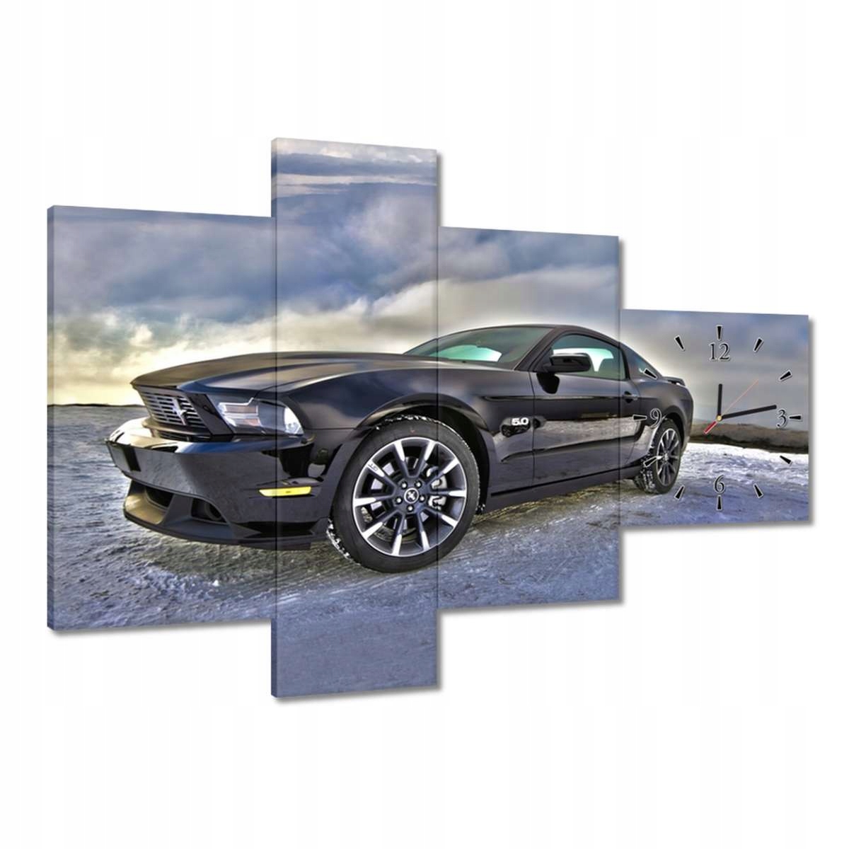 Hodiny 100x70 Ford Mustang na sněhu Auto Klasika vyrobeno v Usa
