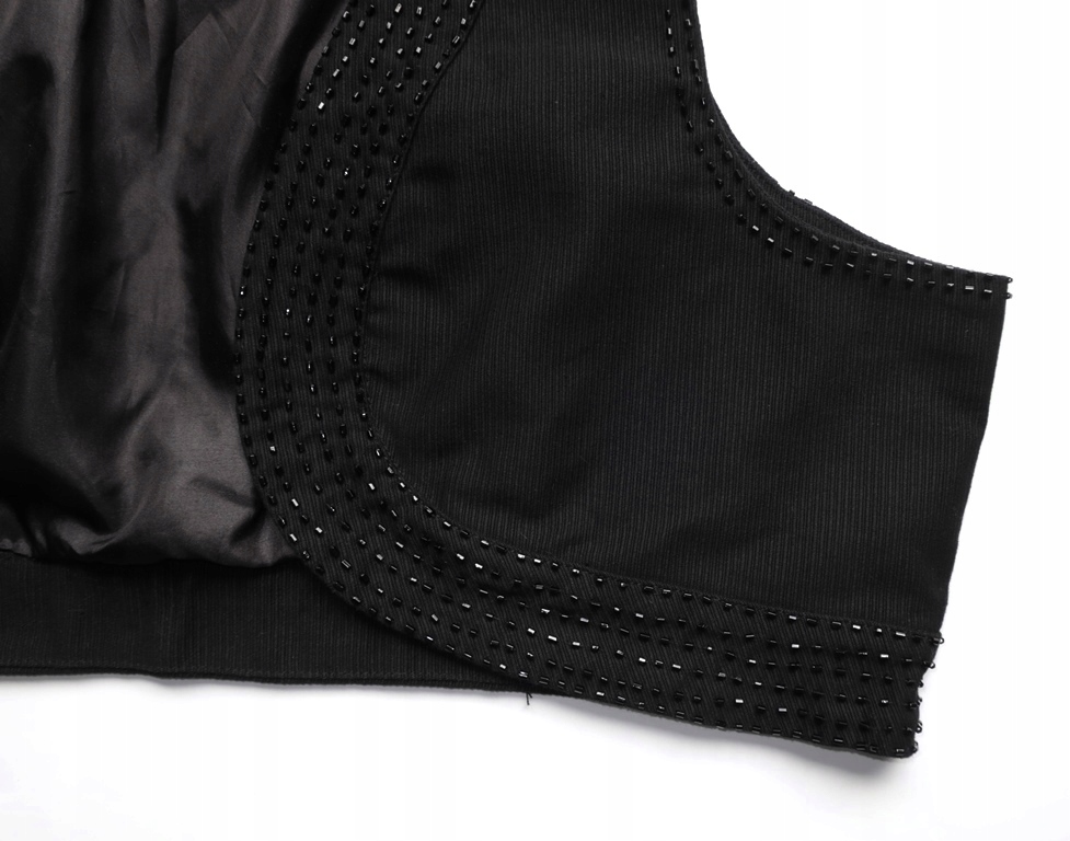 B. YOUNG XL 42 CZARNA KAMIZELKA ELEGANCKA KORALIKI Model KLASYCZNY