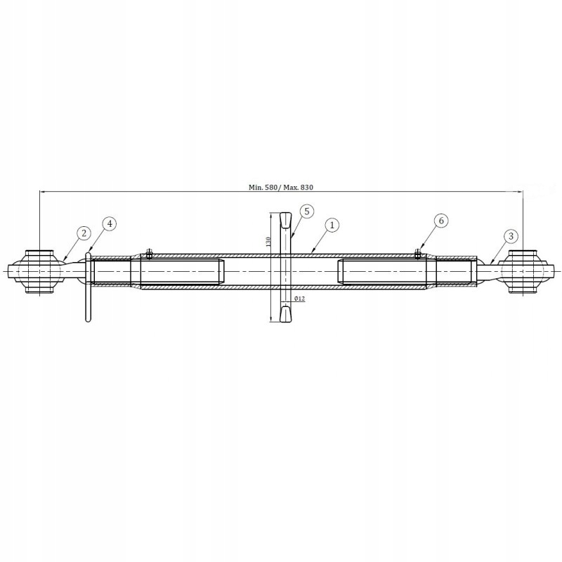 Lacznik centralny kat 2 30x3 580 830 MM BASIC Part number 501675513