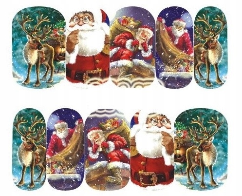 Naklejki wodne na paznokcie Renifery śnieżynki H81