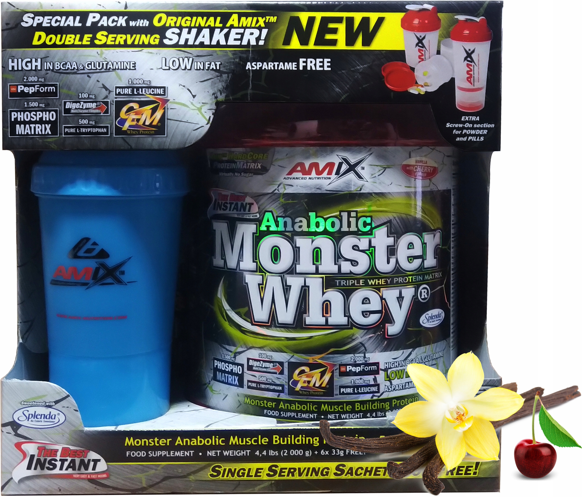 Amix Anabolic Monster Whey 2 kg Višeň Vanilka