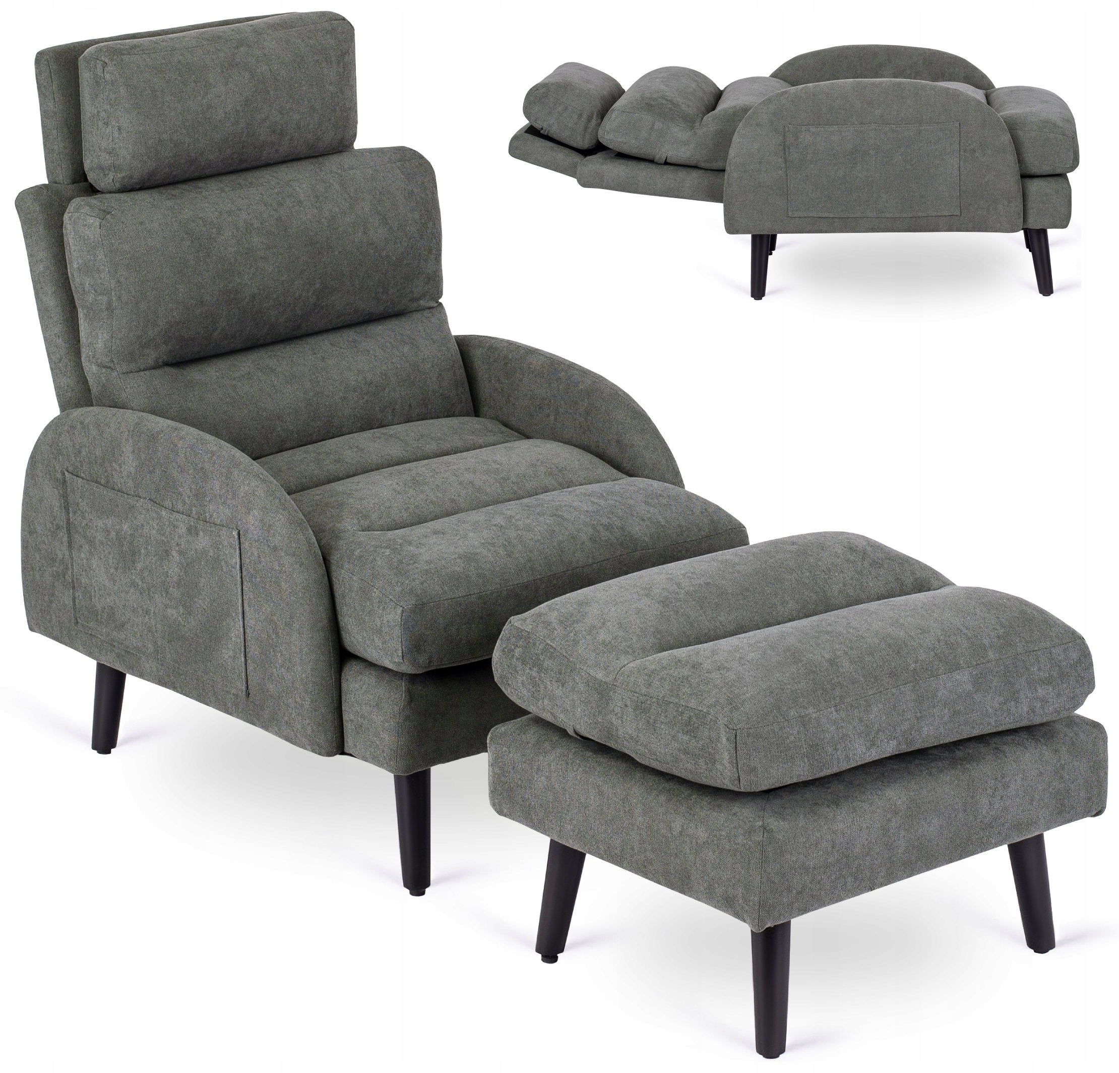 

Fotel z Podnóżkiem Wypoczynkowy Henry Szary do Tv