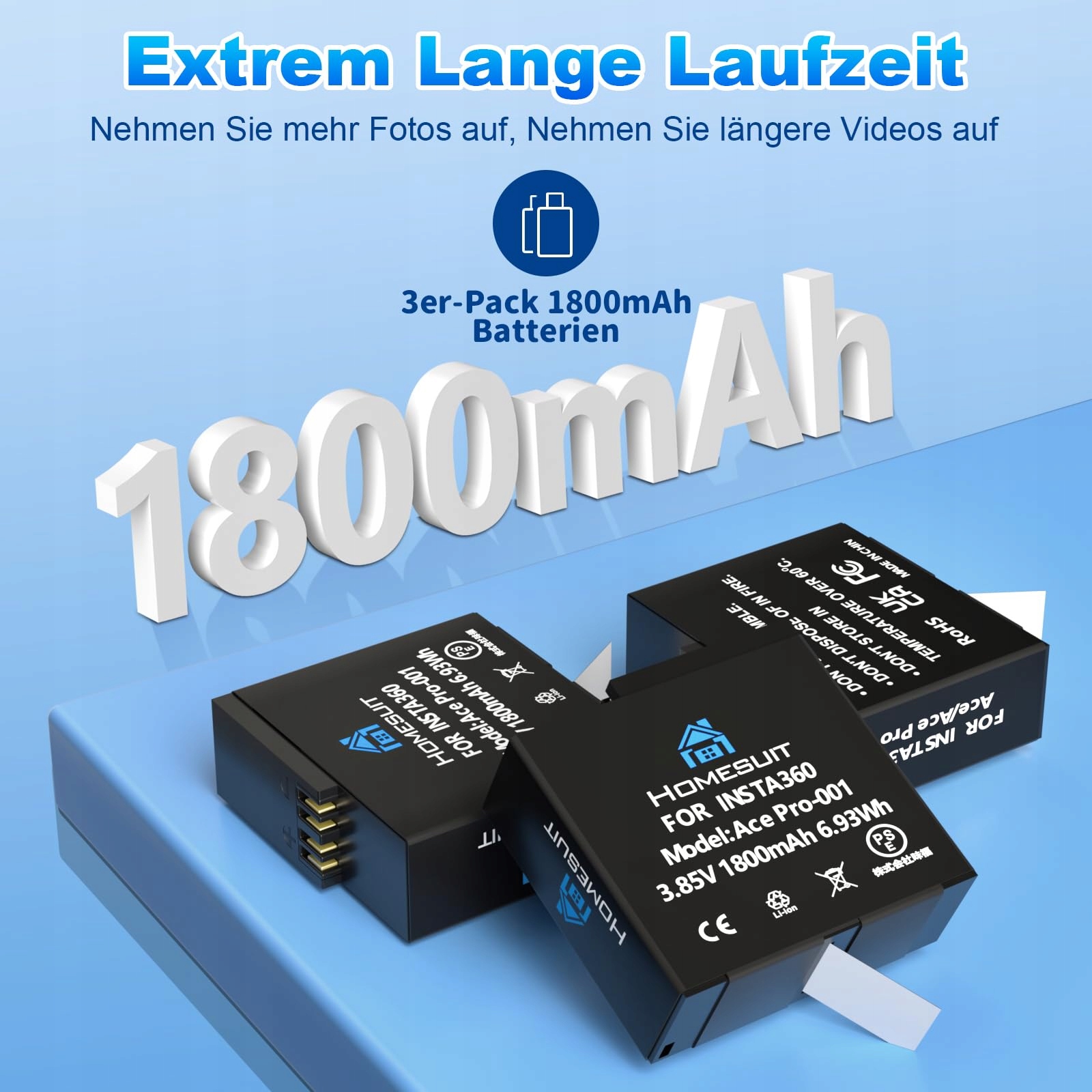HOMESUIT Zestaw Ładowarka LCD 1800mAh i Bateria do Ace Pro — miniatura 3