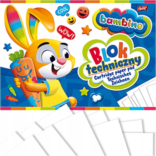 BLOK TECHNICZNY SZKOLNY BIAŁY A4 10 KARTEK BAMBINO