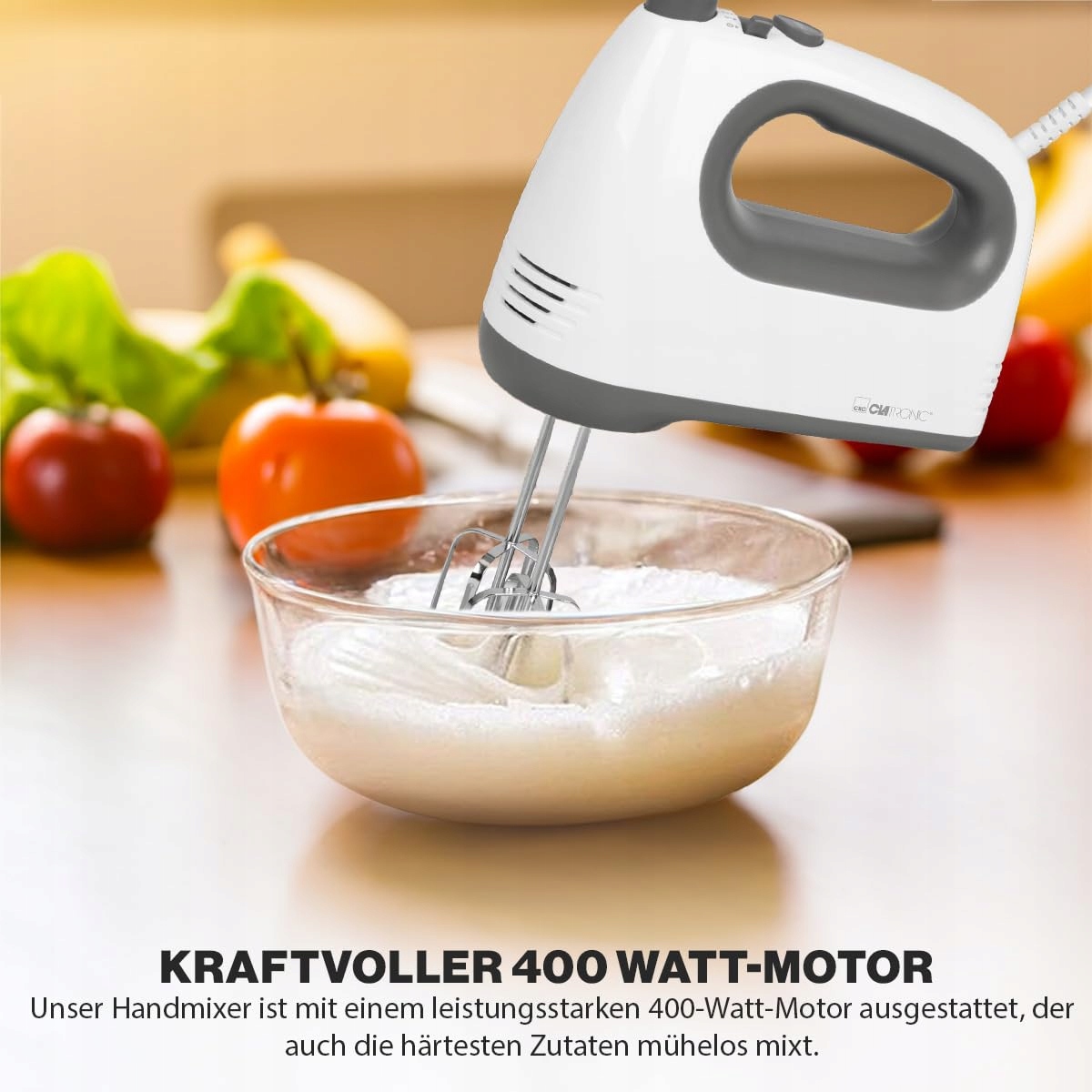 CLATRONIC Mikser Ręczny 400W 5 Prędkości Turbo Stal Nierdzewna — miniatura 2