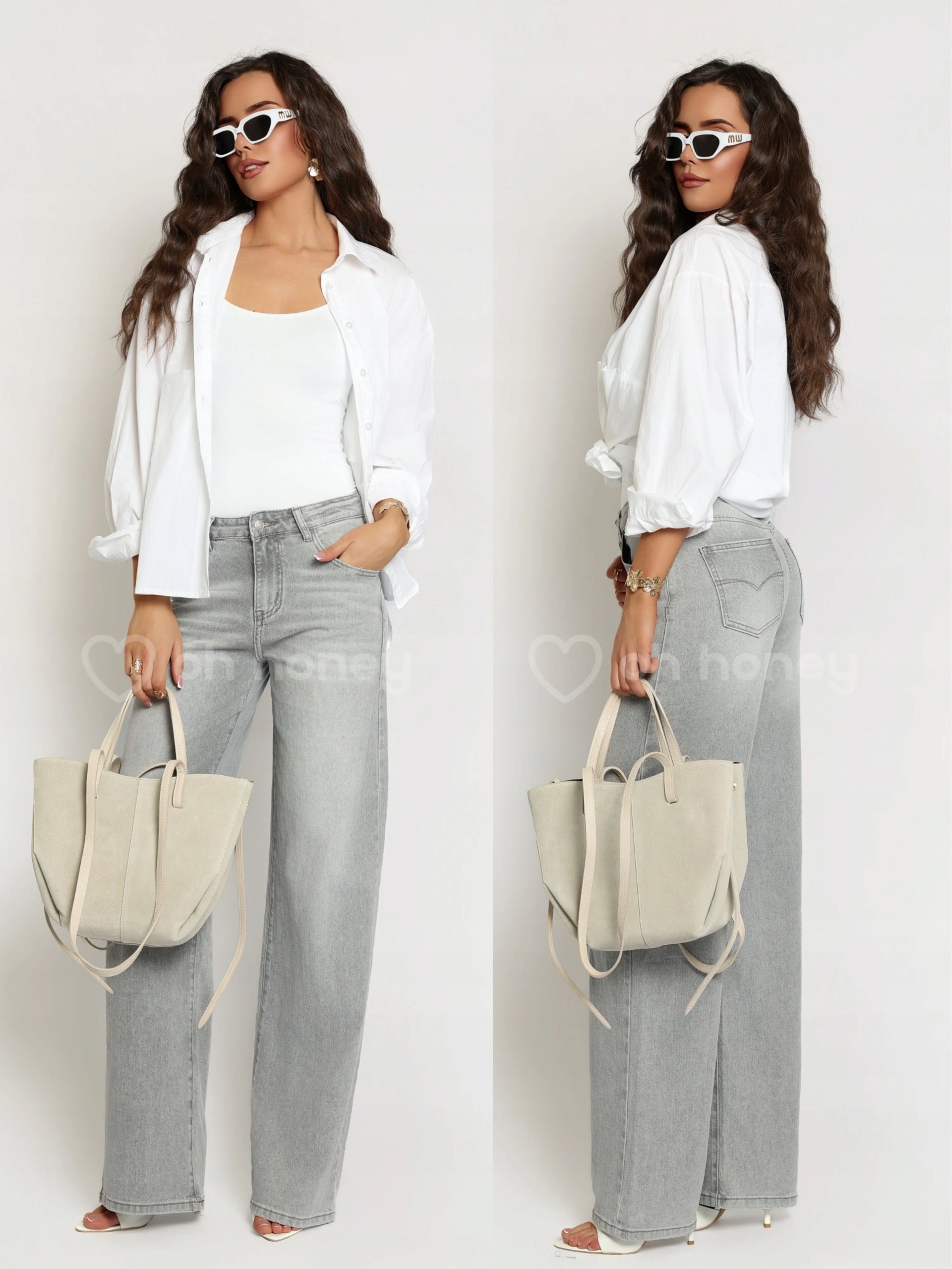 Džínové kalhoty Wide Leg Šedé Mason S