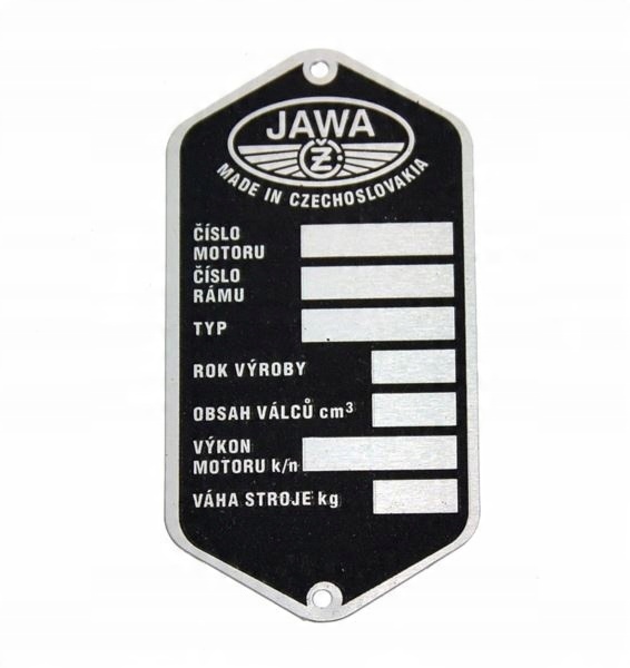 

Tabliczka znamionowa Jawa Cz 175 356 250 353 354