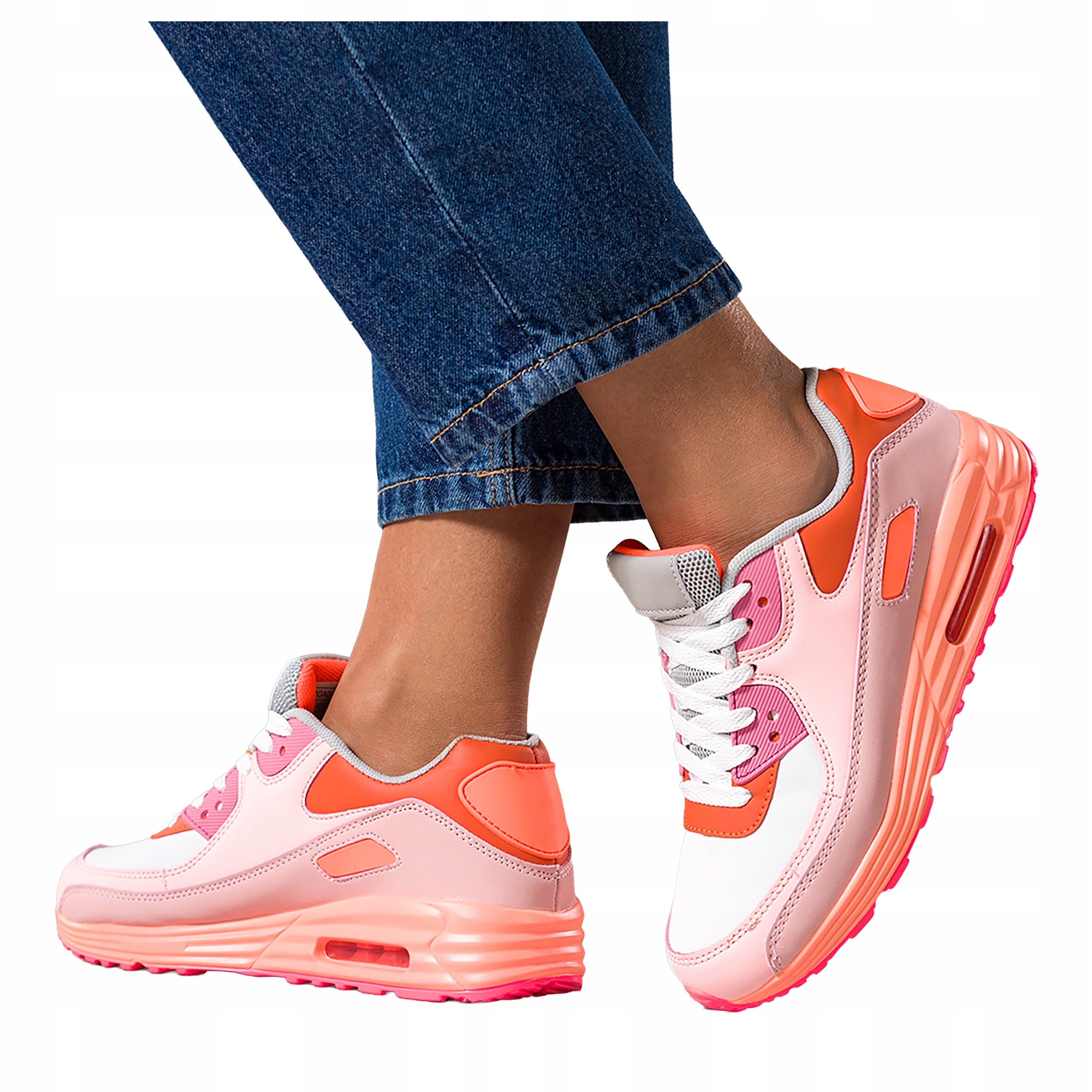 Sneakersy Růžové Dámské Sportovní Drážkované Podrážka Šněrovací Lehké vel. 41