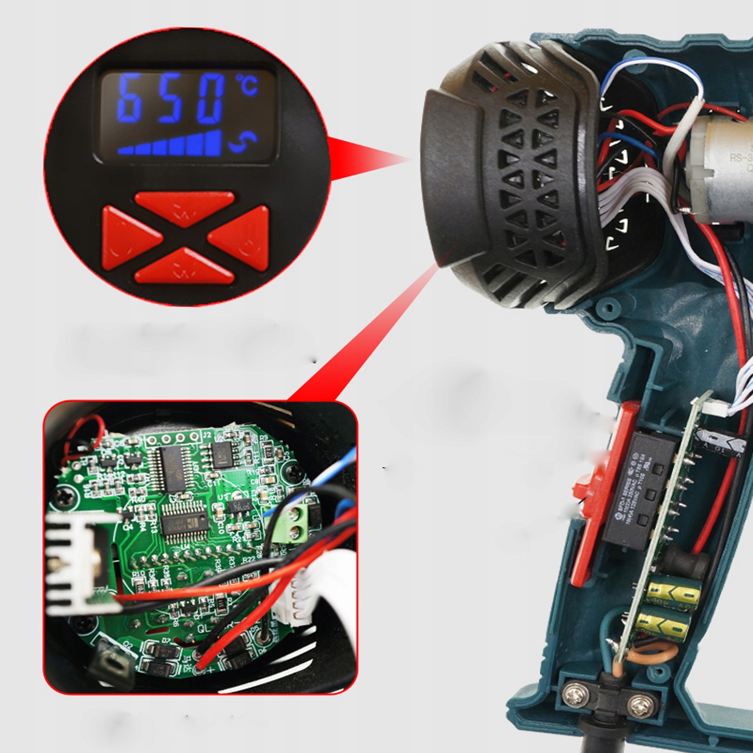 Opalarka Elektryczna Dmuchawa z LCD 60-650C 2000W Moc 2000 W
