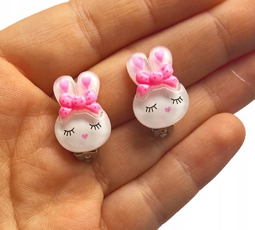 Klipsy dla dziewczynki hand made króliczki