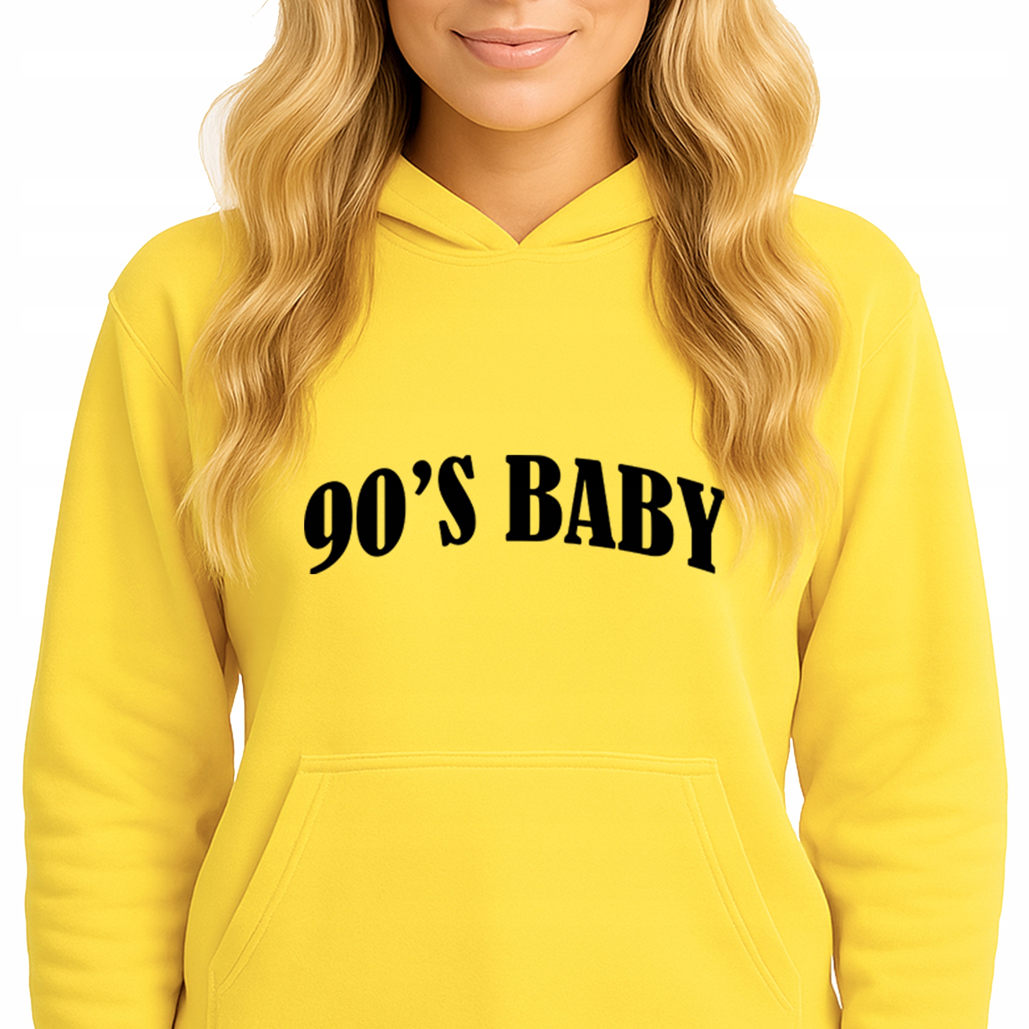 Mikina S Kapucí Žlutá bavlněná mikina Módní Youth 90'S Baby Velikost S