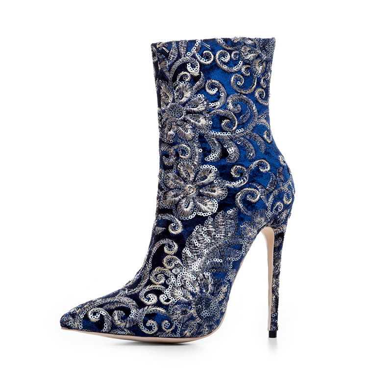 

Botki damskie szpic 12cm Donna Moda niebieskie 39