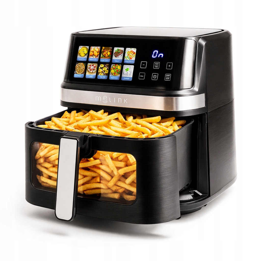 Beztuková Fritéza Air Fryer 8,6 L Velká, Výkonná, 1700 W, Melink, Černá