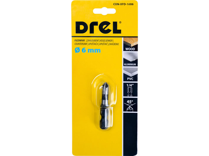 WIERTŁO POGŁĘBIACZ FAZOWNIK DO DREWNA METALU 6 MM Marka Drel
