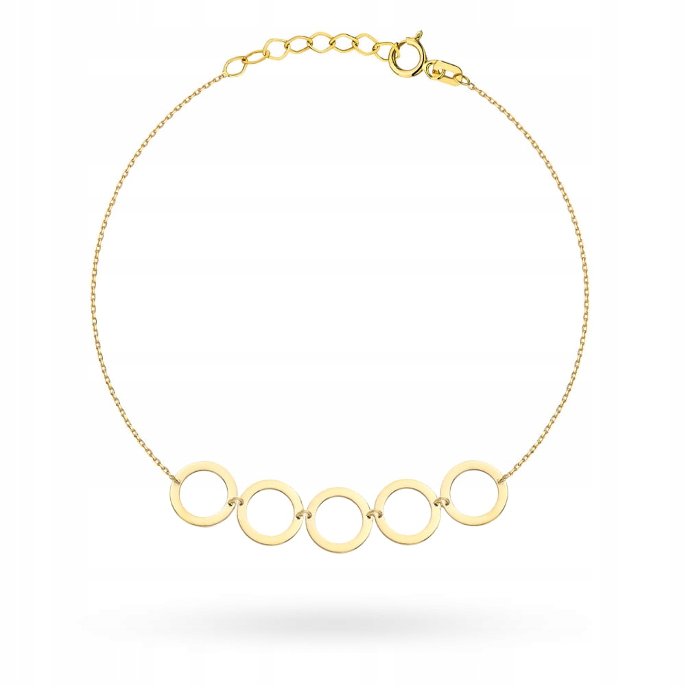 Zlatý náramek s kroužkem 585 14k 0.95g elegantní řetízek, nastavitelný