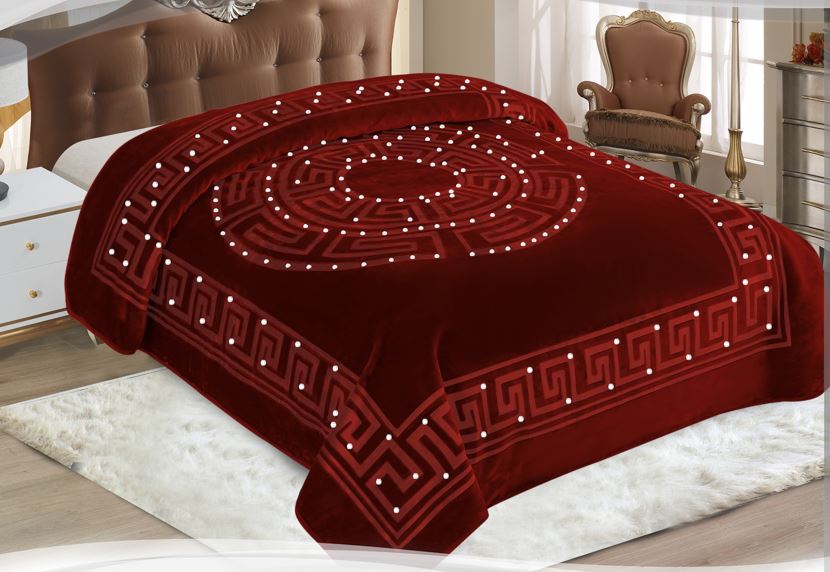 Dekoratívna zdobená prikrývka Zara Diamant Glamour 200×240 Bordó T135
