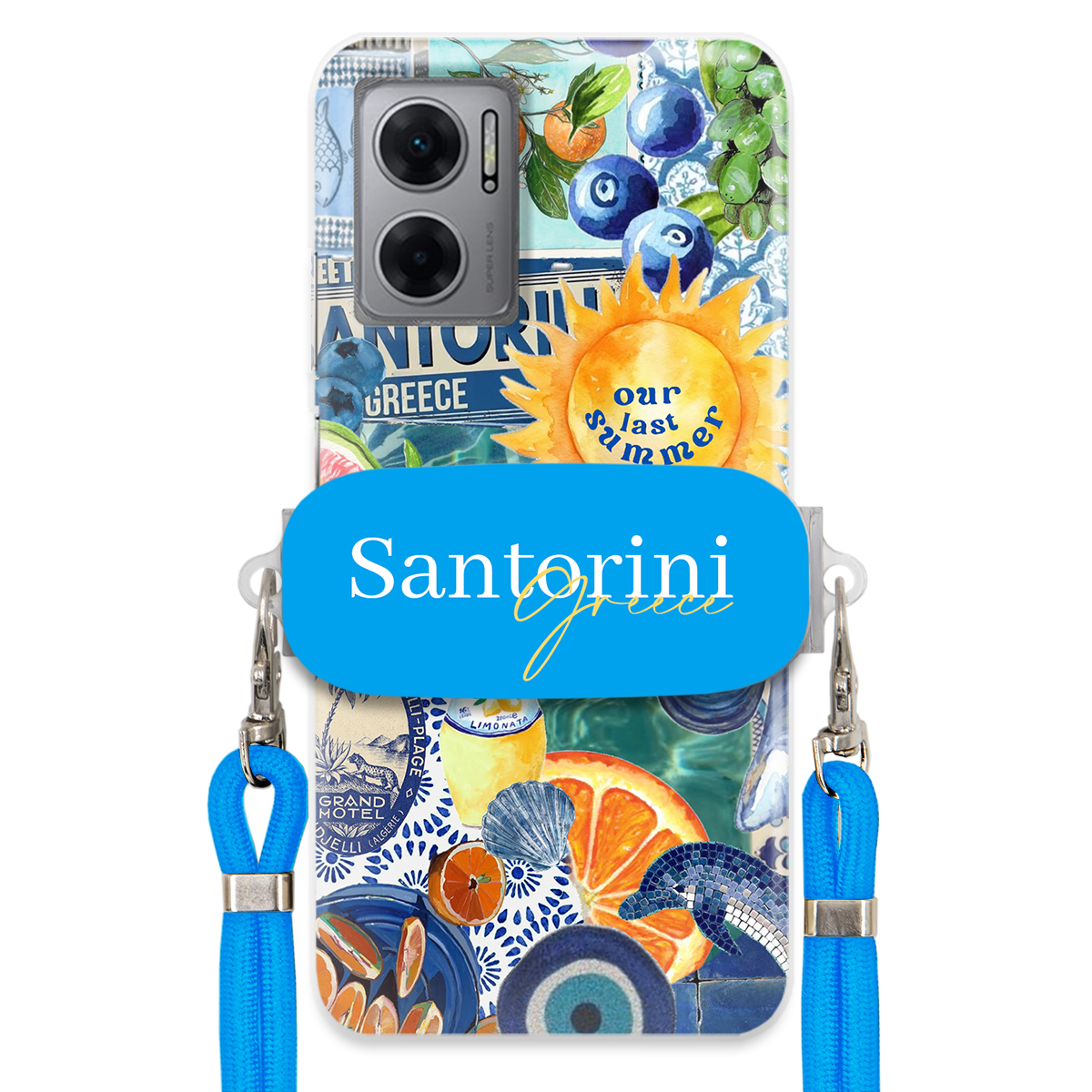 Puzdro pre Xiaomi Redmi 10 5G Modré Crossbody vodítko držiak Santorini Sea