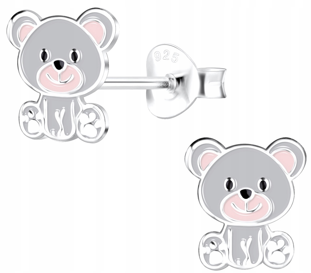 SREBRNE KOLCZYKI 925 DZIECKO DZIEWCZYNKA wkrętki MIŚ na prezent Marka Inna marka
