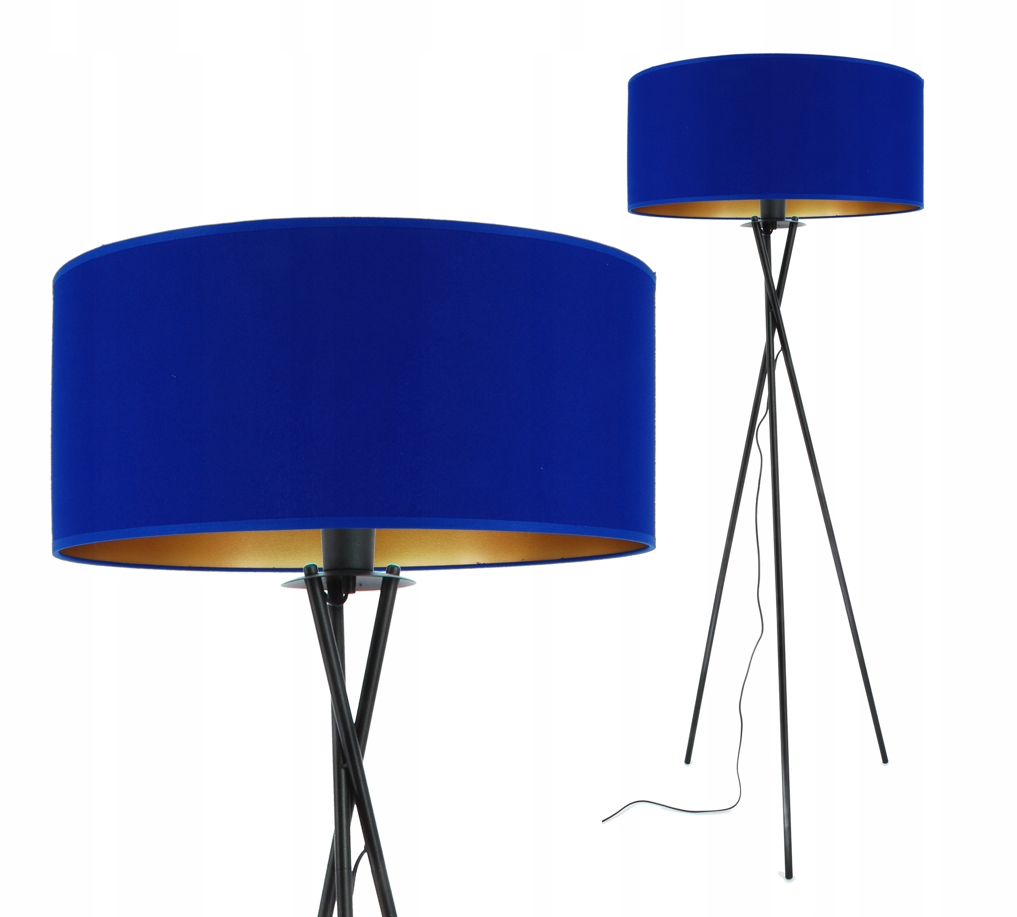 Moderná podlahová lampa Chaber zlatá fólia, trojnožka