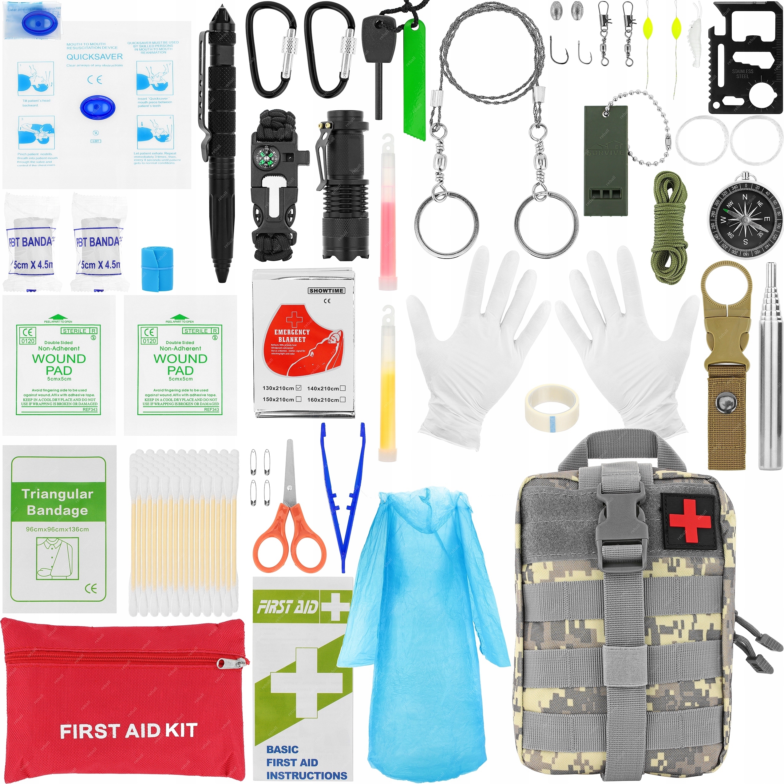 XXXL Vojenský Survivalový Set Přežití Kit Nástrojů RT0283