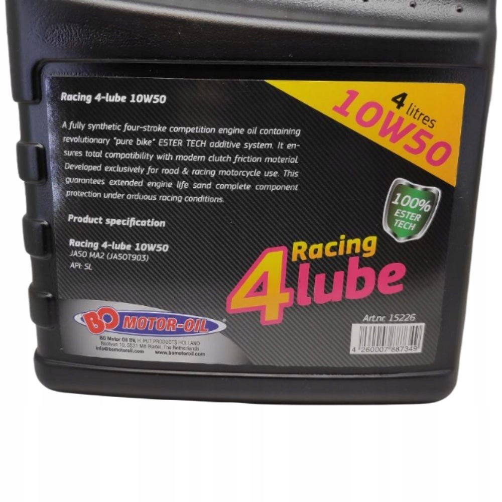OLEJ SILNIKOWY BO 4 LUBE 10W50 100% SYNTETYCZNY 4L Pojemność opakowania 4 l