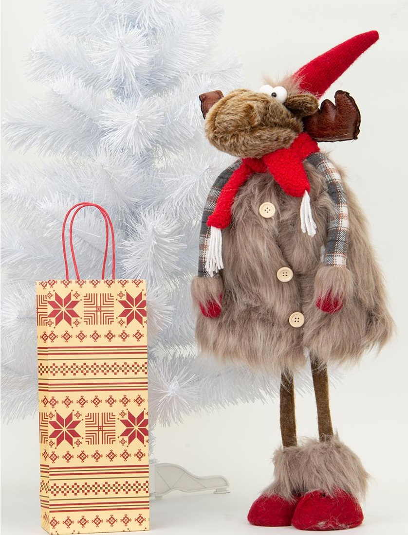 OZDOBA ŚWIĄTECZNA STOJĄCY RENIFER DEKORACYJNY BRĄZOWY 67CM Szerokość produktu 22 cm