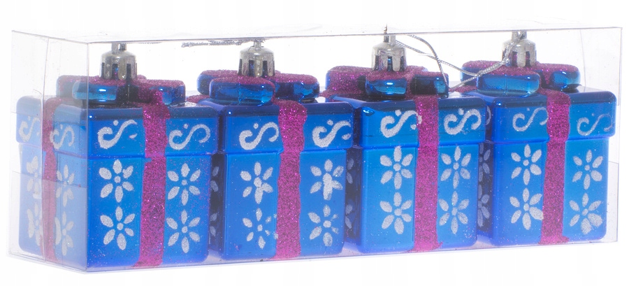

Bombki Prezenty niebieskie 4 sztuki 7cm