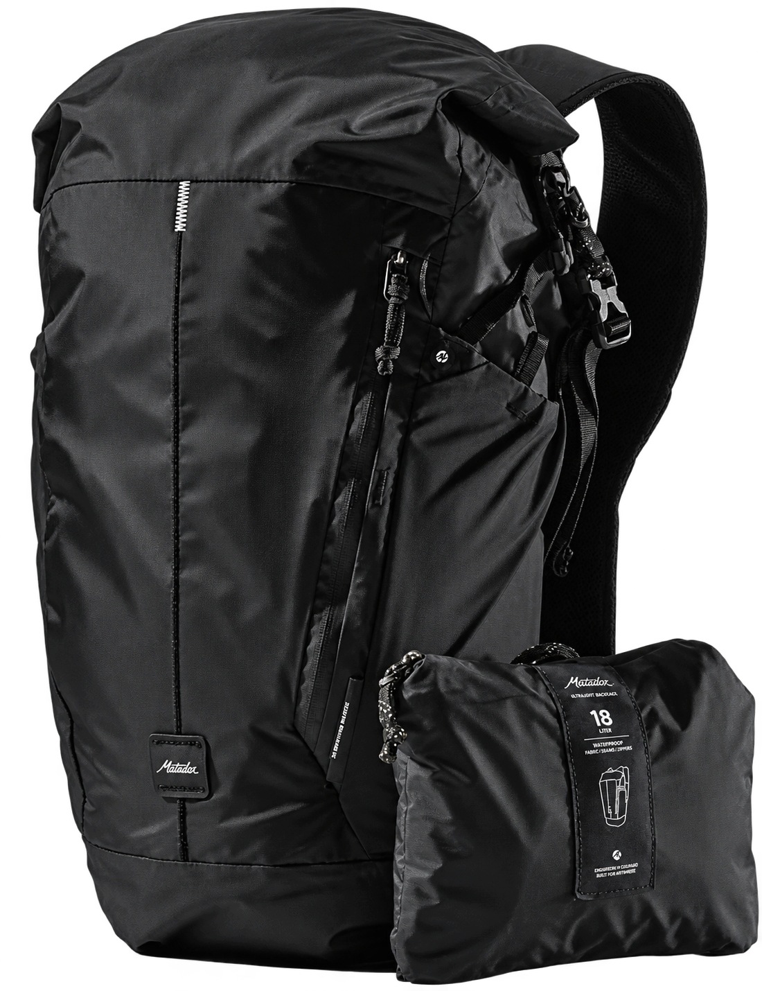 Ultralehký skládací voděodolný Batoh Matador Usa 18L Černý Nylon 100D