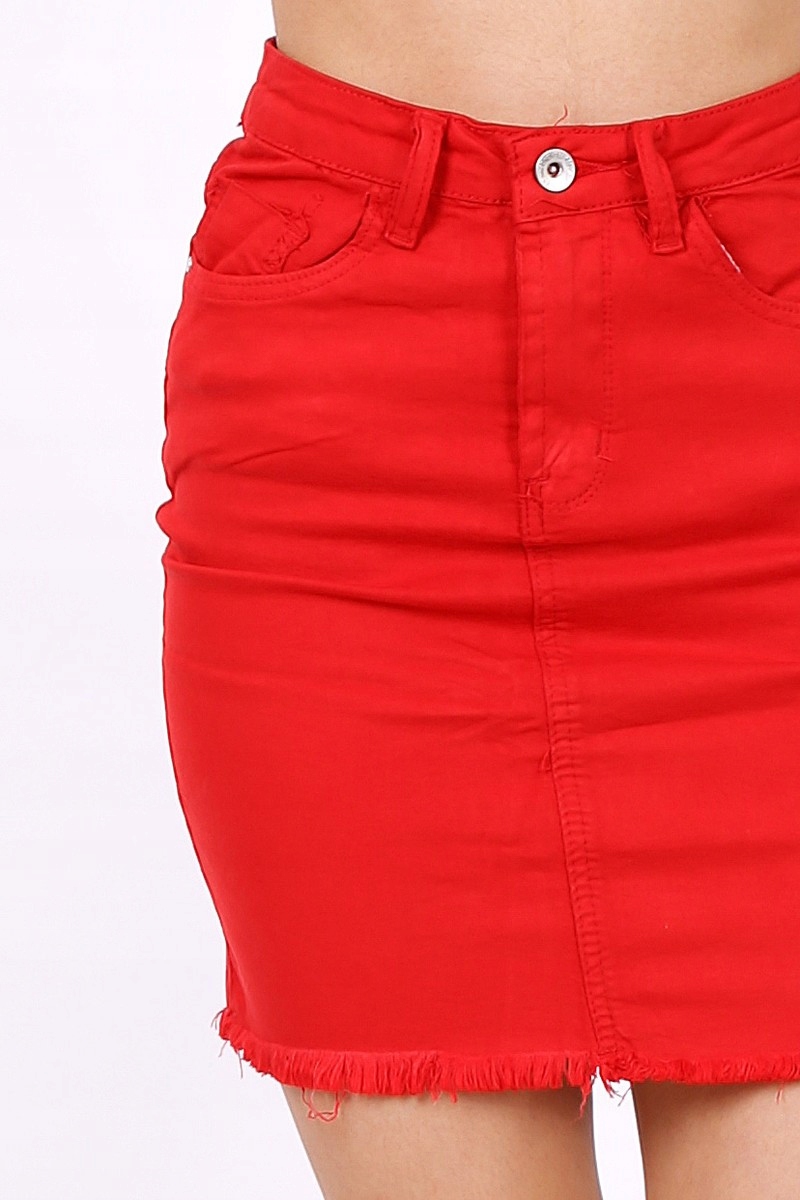 P116 38 M CZERWONA MINI SPÓDNICA SPÓDNICZKA JEANS JEANSOWA KLASYCZNA KRÓTKA Rozmiar M