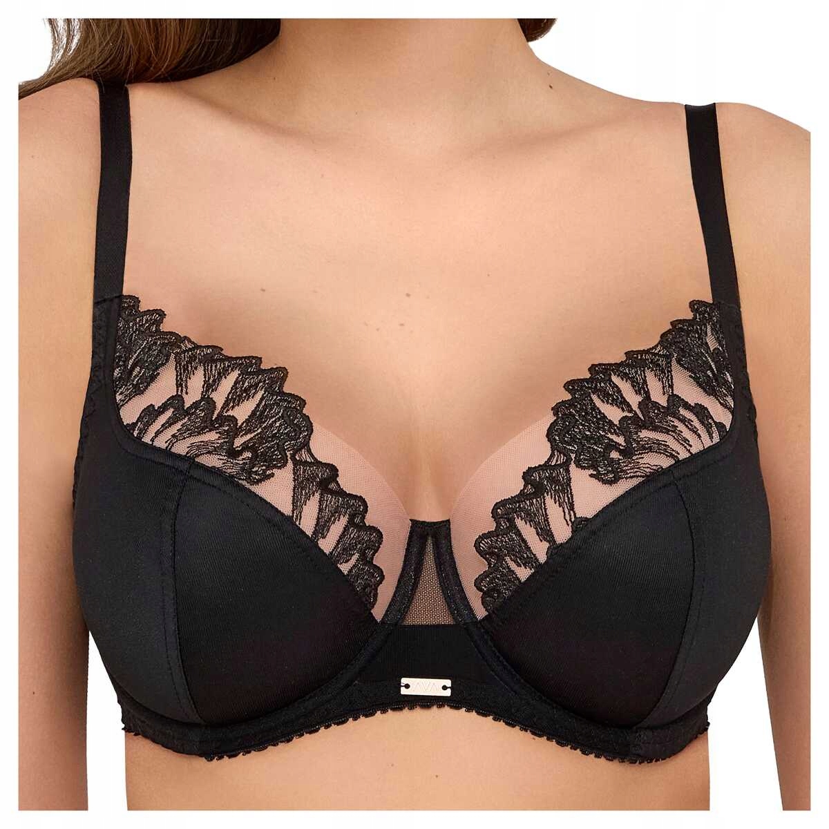 Ava Měkká podprsenka s kosticemi a krajkou soft 2238, černá, 80D