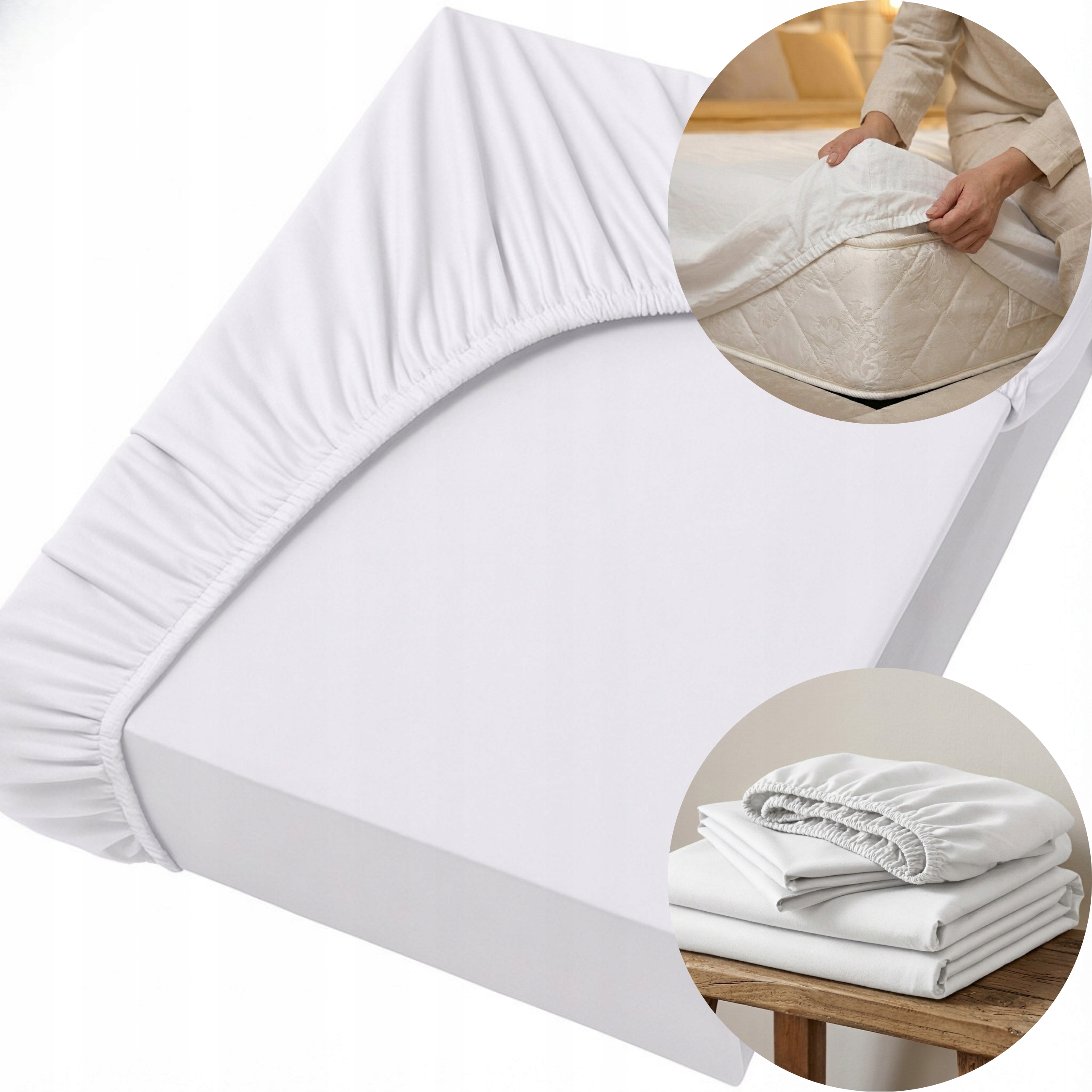 Prostěradlo S Gumičkou 180X200 cm Bavlna Elastan Pevné Provedení Bílé