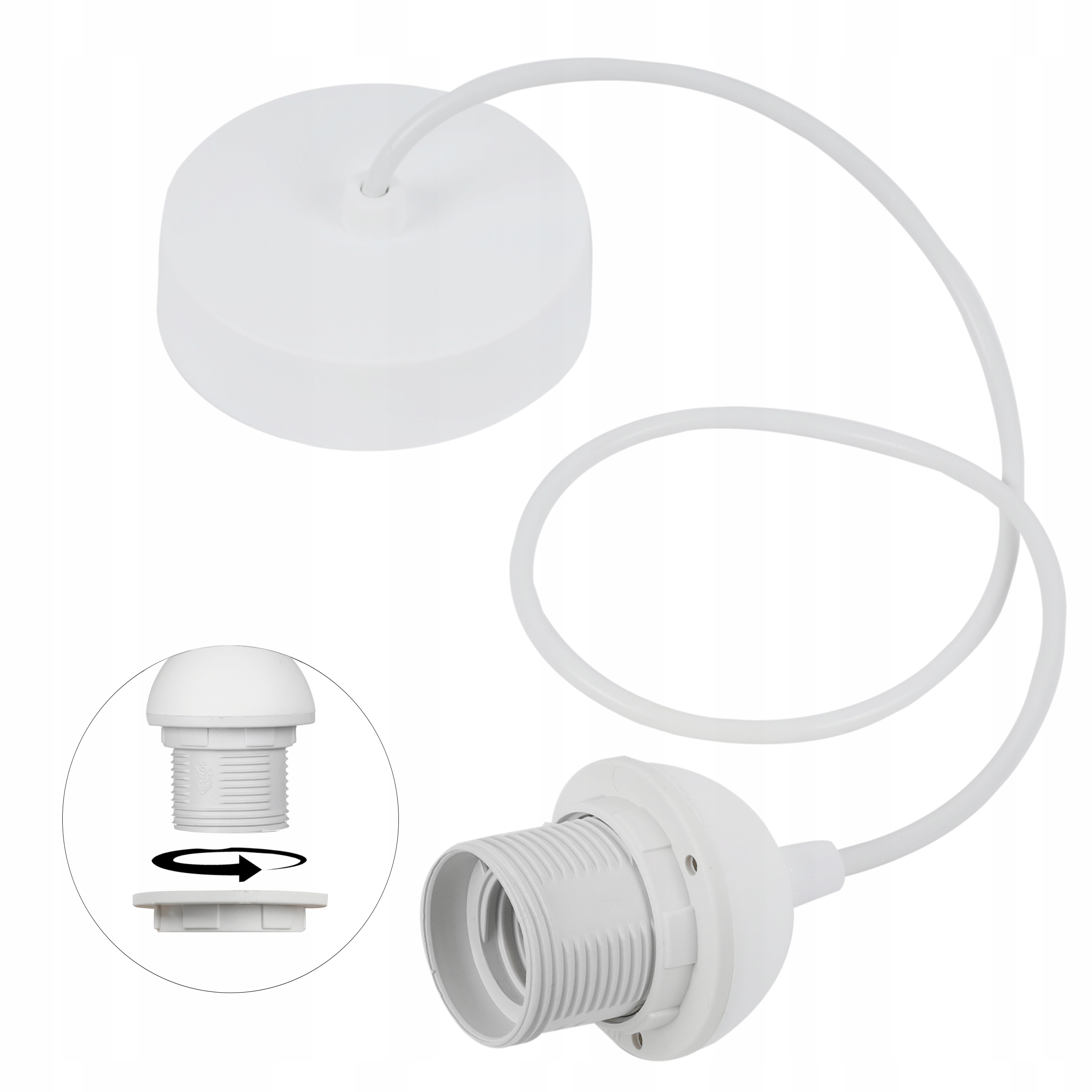 LAMPA WISZĄCA SUFITOWA LINKA MONTAŻOWA DO LAMPY BIAŁA GWINT E27 102.5CM