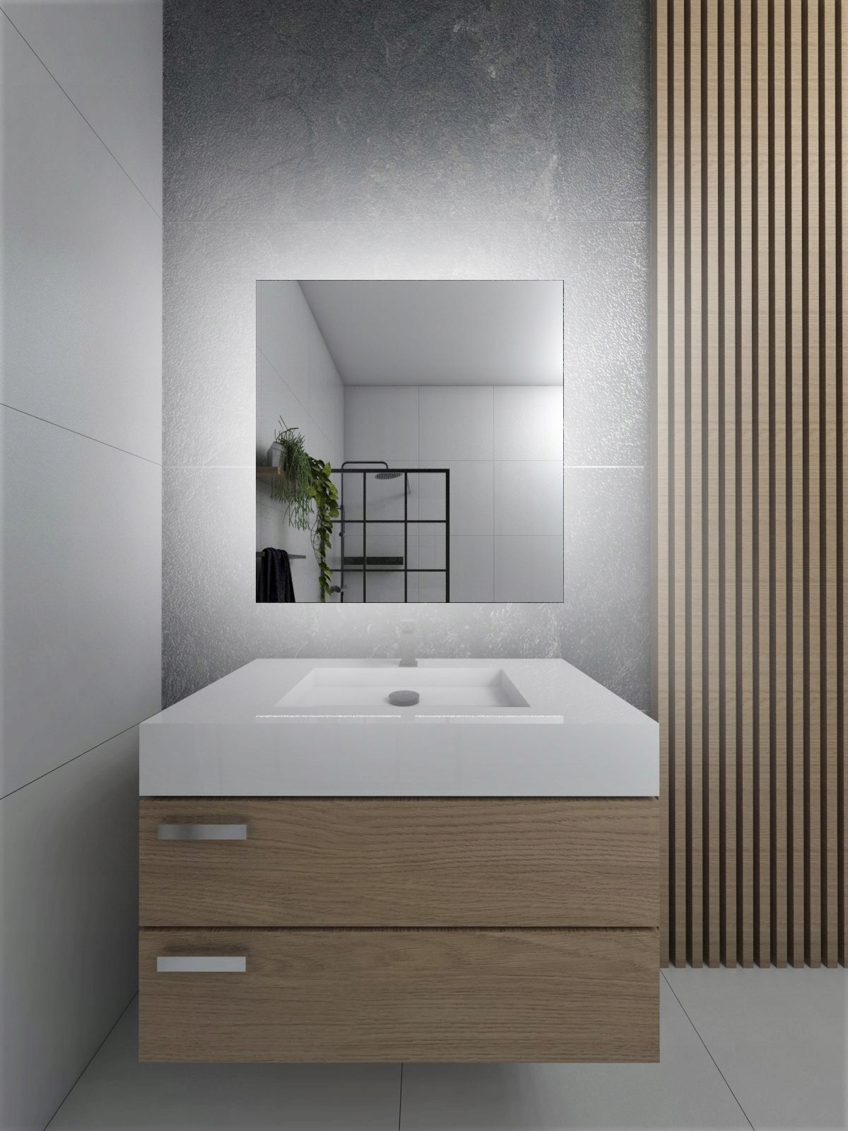 LUSTRO PODŚWIETLANE LED 60 x 80 cm BORNEO Wykonanie gotowe