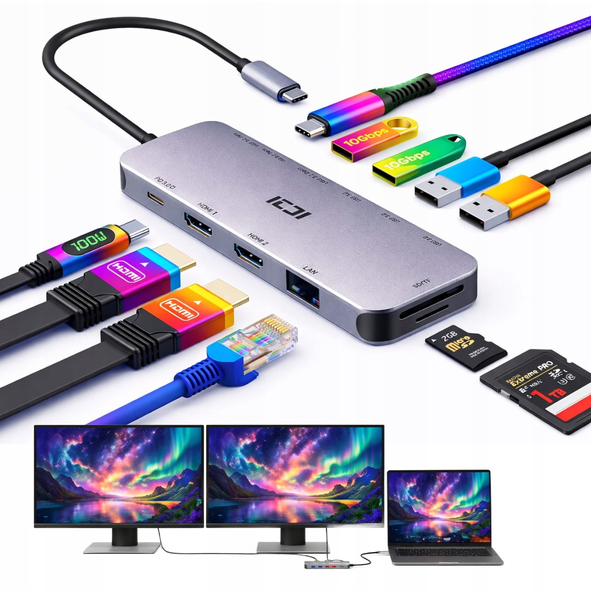 Samsung Usb-c dokovací stanice pro 2 monitory, rozšíření obrazu pro notebook