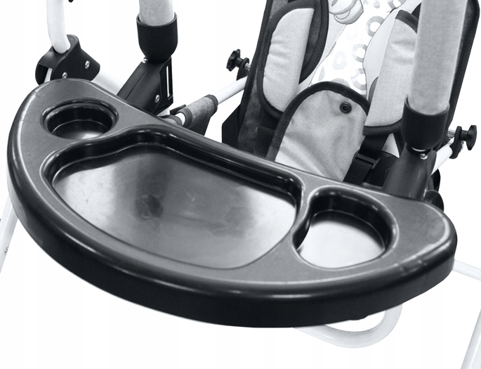 Huśtawka składana wolnostojąca 4w1 dla dziecka+krzesełko+tacka bujaczek Kolor czarny Odcienie niebieskiego