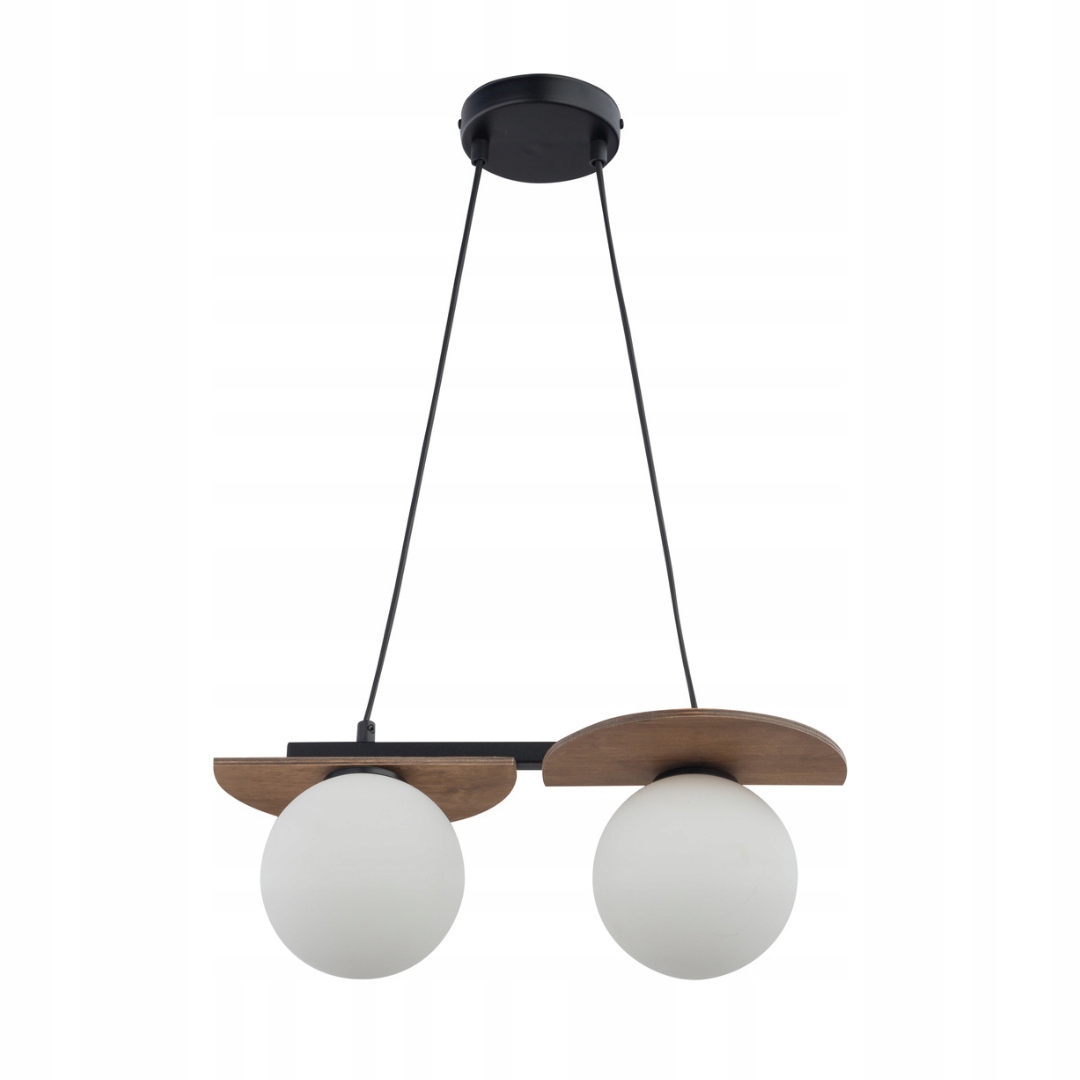 Závesná lampa Sigma Mirror 2 L čierno-hnedá sklenené tienidlo biele 2xG9
