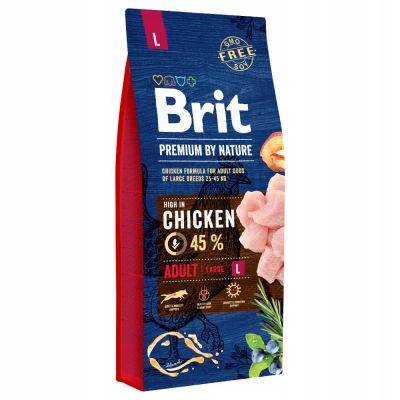 Brit Premium By Nature Adult L s kuřecím masem 15 kg