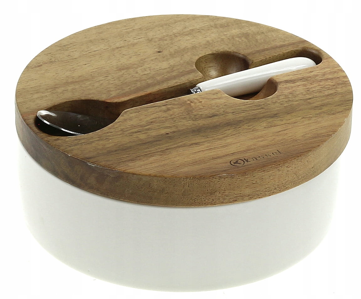 

Cukiernica Z Łyżeczką Porcelanowa Drewno