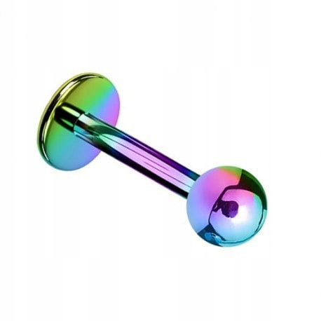 

Tytanowy tęczowy labret z kulką 1,2/6/3