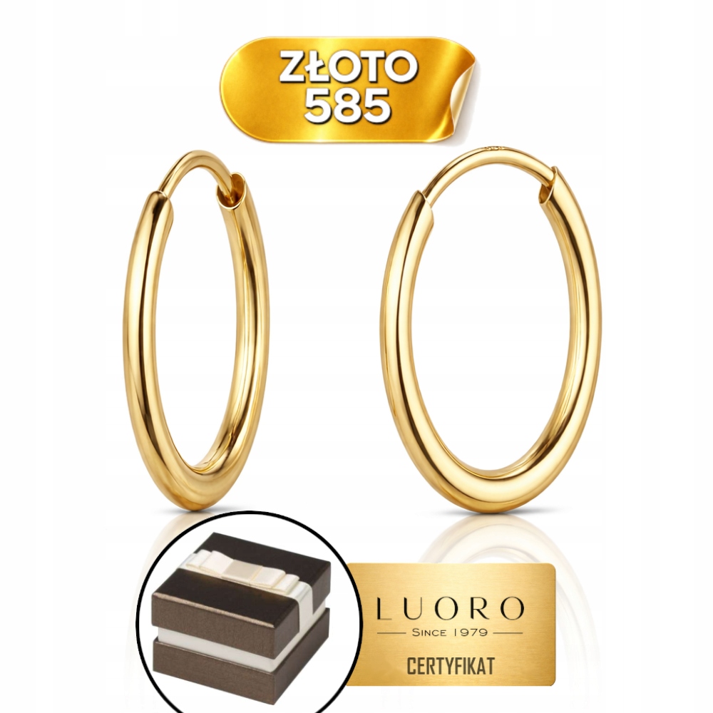 Náušnice Zlaté 585 14k Hladký Ovál Dárek