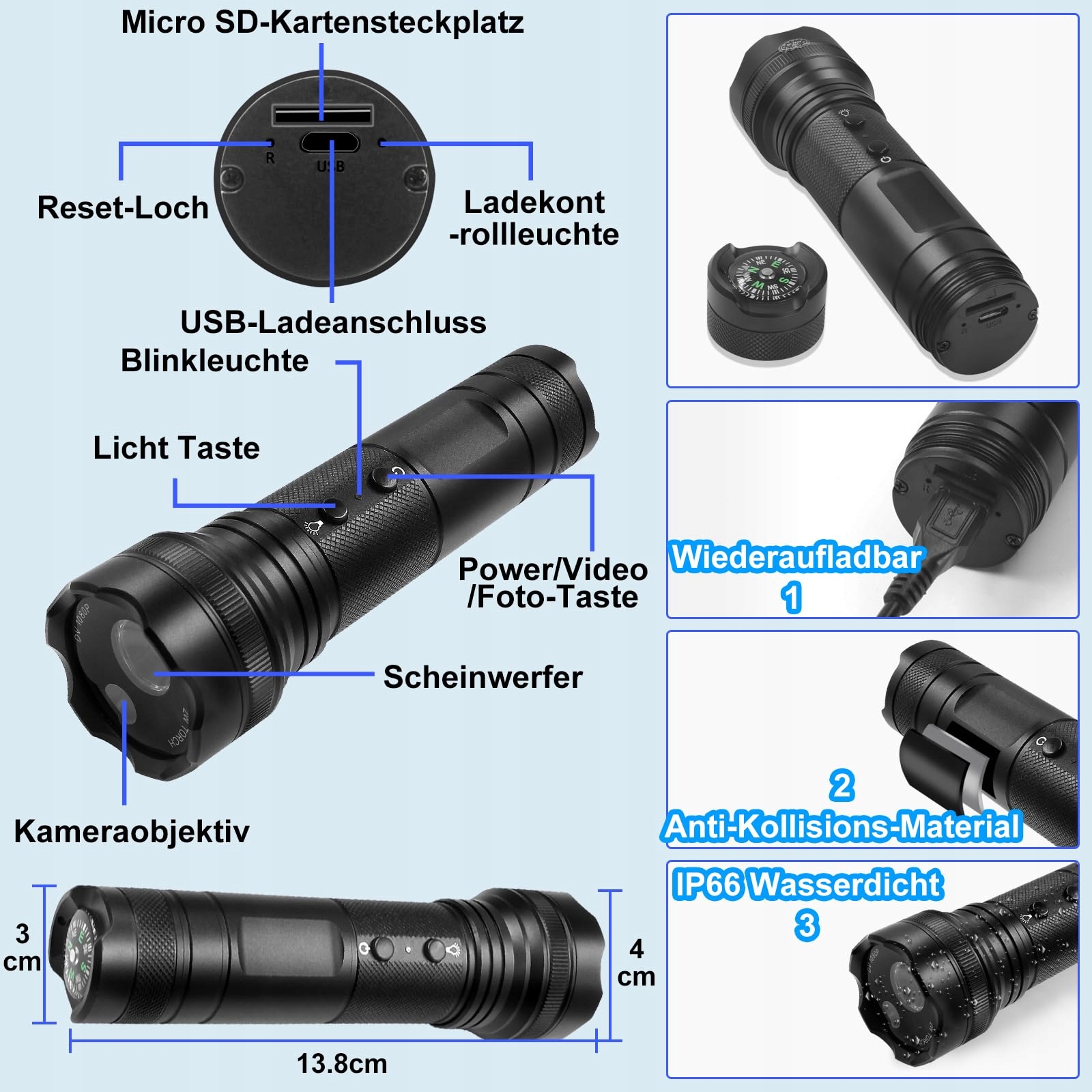 SECURALEN Kamera Sportowa 1080P HD 120° Kąt 5 Trybów Światła 2600mAh — miniatura 5