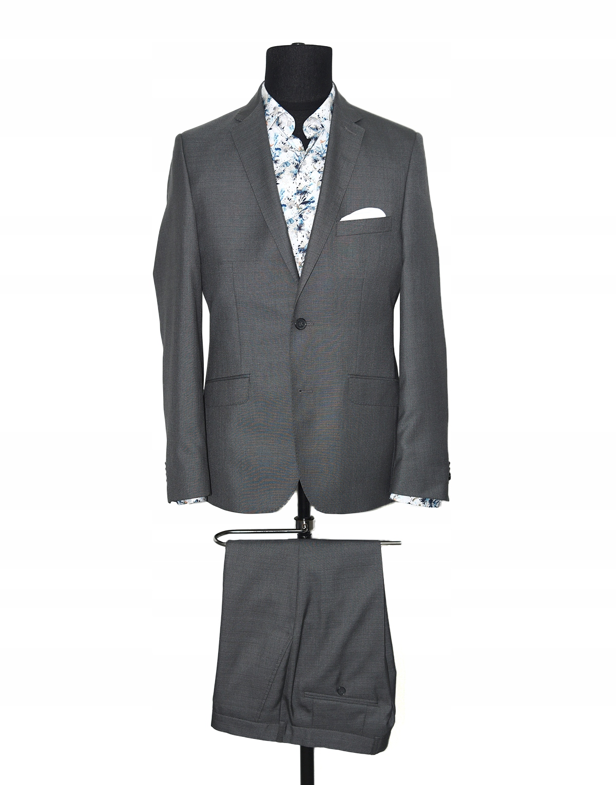 Pánský jednořadý šedý oblek Regular 176/100/88