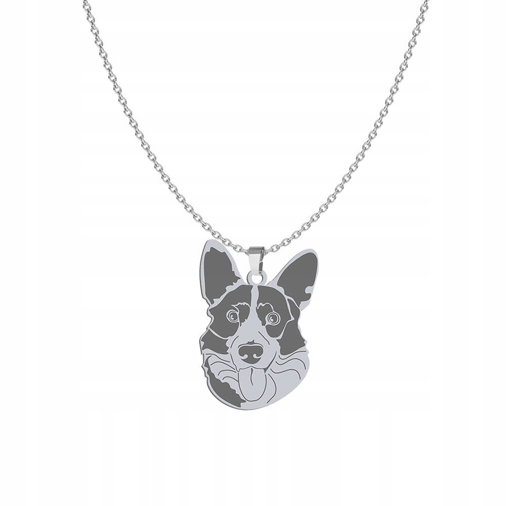Stříbrný náhrdelník s psem Welsh Corgi Cardigan 925 Žena Gravírování Bonus